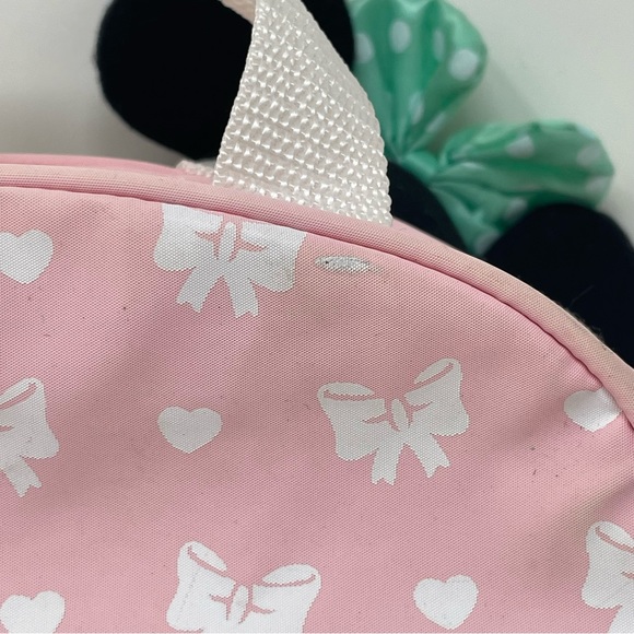 Vintage Minnie N Me Small Handbag Pink plush head straps zip top handle Disney - Picture 10 of 13